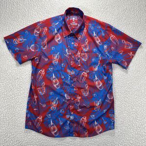 Dixxon The‎ Mixer Shirt Mens M Red Blue Cocktail Print Party Button Up